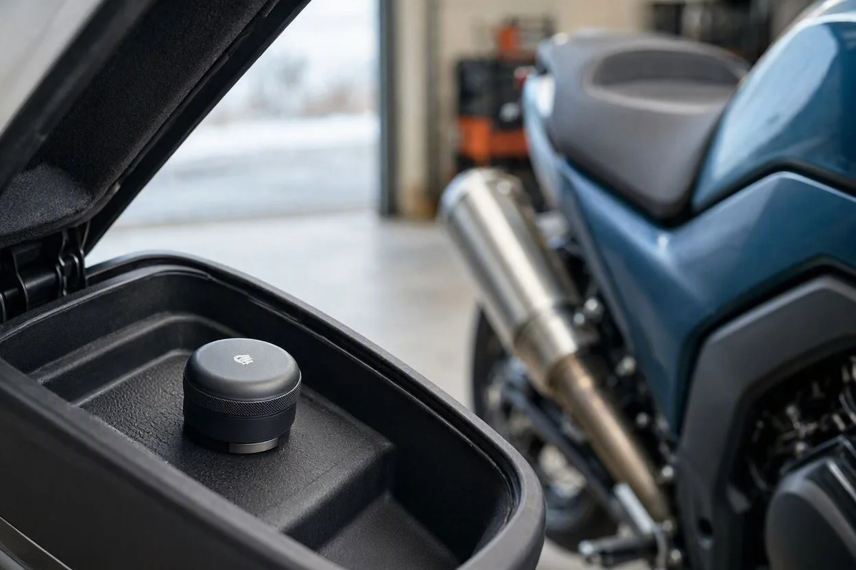Localizador GPS instalado discretamente en una moto