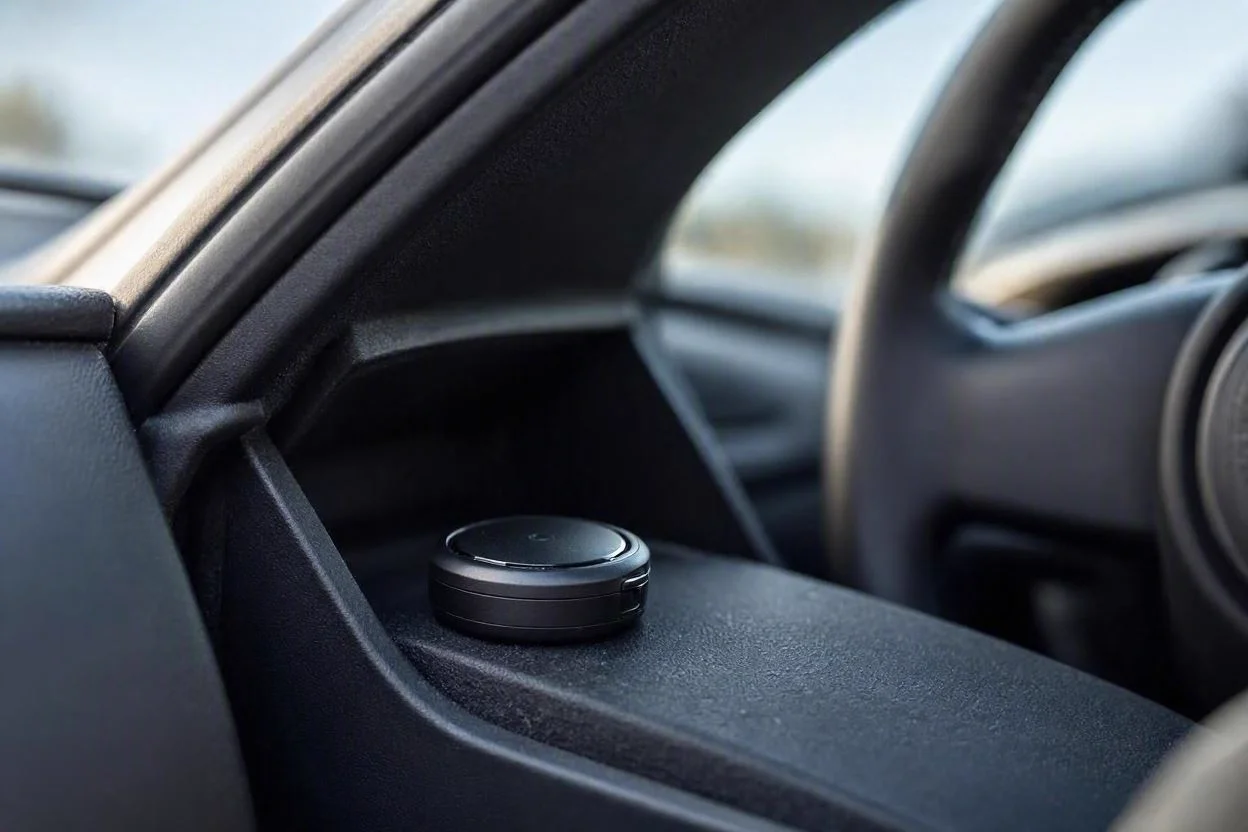 Localizador GPS discreto guardado en la guantera del coche, sin tarjeta SIM